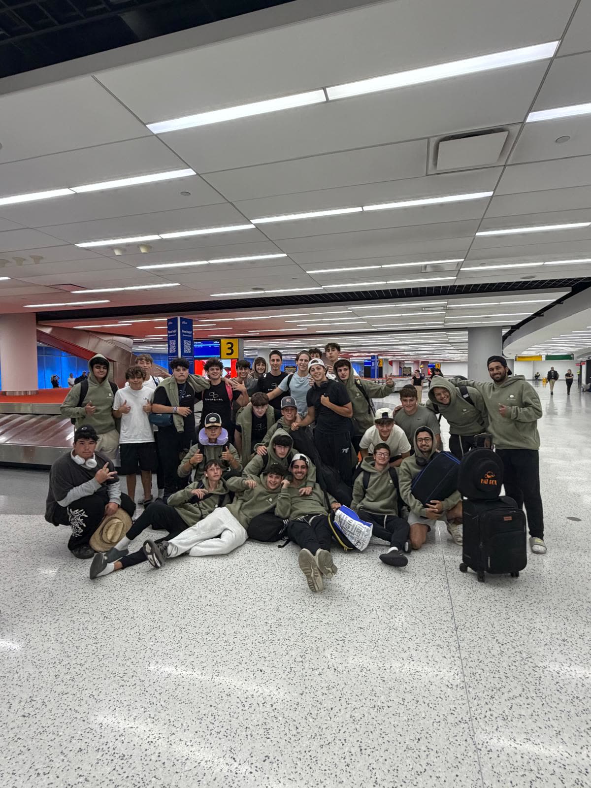 The crew arriving together at the airport